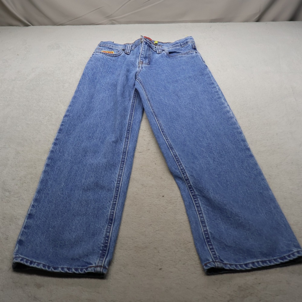 Empyre Jeans Youth 25 Medium Wash Denim Wide Leg Skate Streetwear Crop 29x26